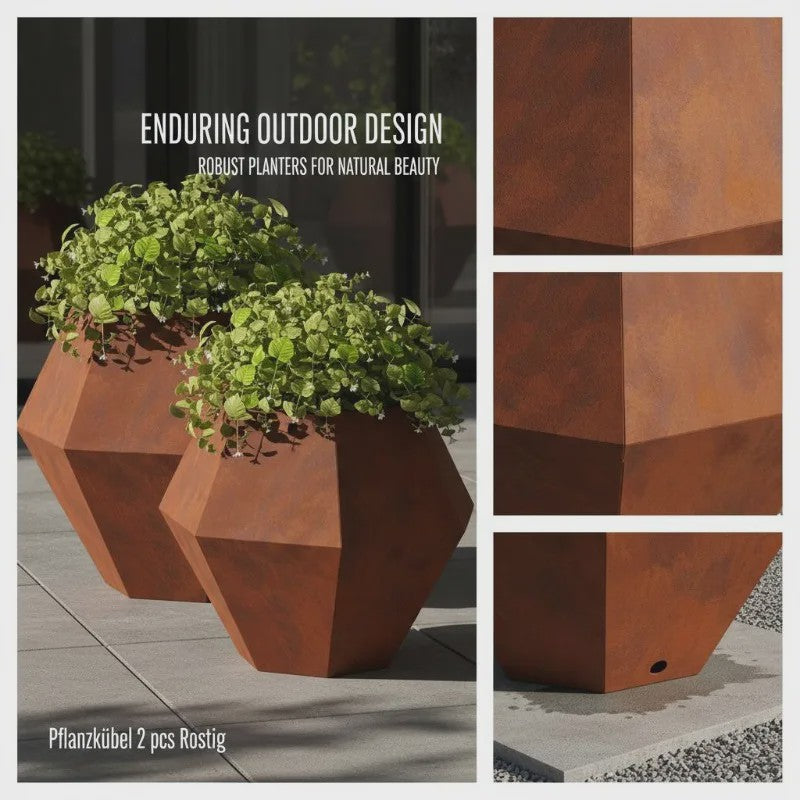 Set van 2 Roestvrij Stalen Plantenbakken 75x75x60 cm - Stijlvol voor Buiten, Tuin & Terras