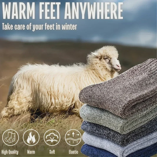 Warme Heren Sokken - Dikke Mid-Calf Sokken voor Koude Dagen en Sneeuwlaarzen - Elastisch & Comfortabel