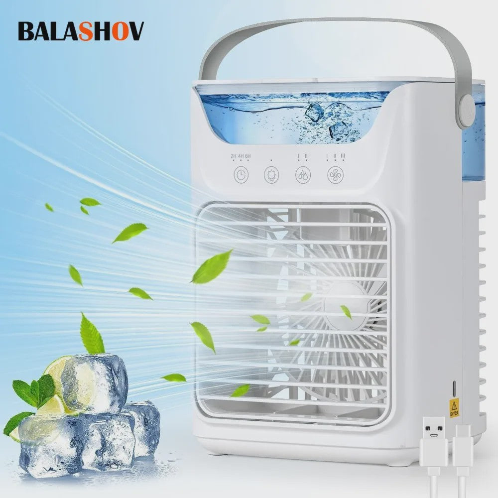 Draagbare Mini Airco Ventilator met Verneveling - USB Oplaadbaar, 650ml Tank, 3 Snelheden, Stil, Koeler voor Thuis & Kantoor