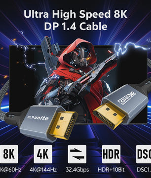 8K DisplayPort 1.4 Kabel - VESA Gecertificeerd voor Gaming, 8K60Hz, 4K240Hz, 2K360Hz