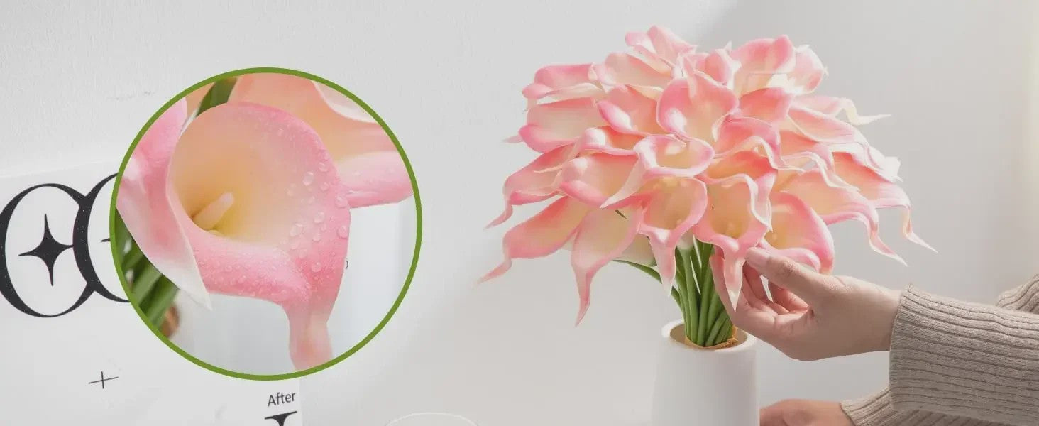 20x Kunst Calla Lelies - Blush Roze - Real Touch PU Latex - Bruiloft Decoratie