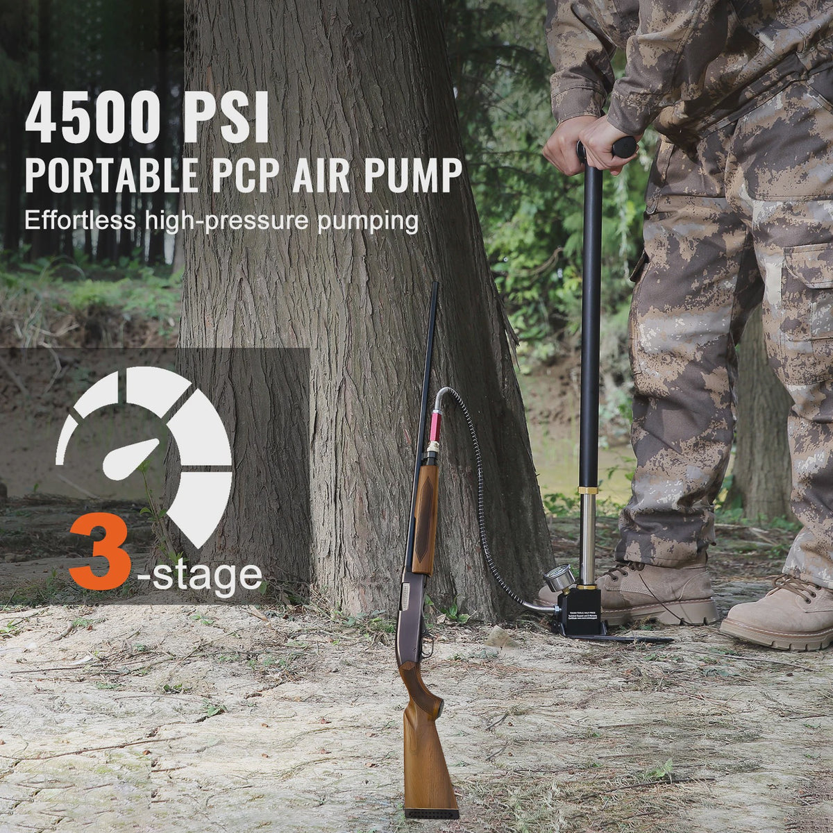 Krachtige 4500PSI PCP Handpomp met Manometer voor Airsoft, Banden en Kajaks