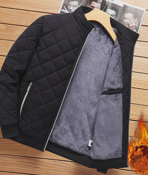 Heren Bomberjack met Diamantpatroon en Fleece Voering - Stijlvolle Winterjas