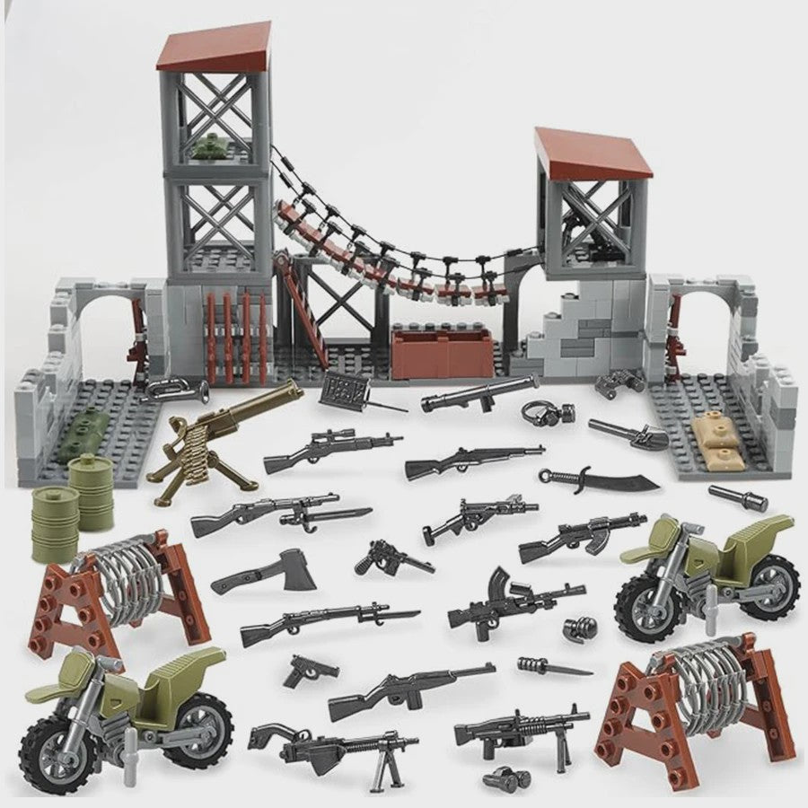Militaire Basis Bouwset WO2 - Legoset met Wapens en Voertuigen voor Kinderen