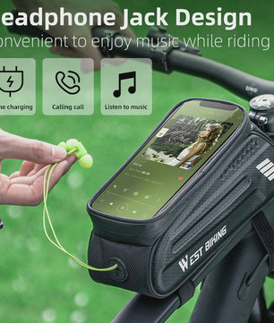 WEST BIKING Fietsstuurtas 7 inch Waterdicht Frame Tas met Touchscreen & 1.5L Capaciteit