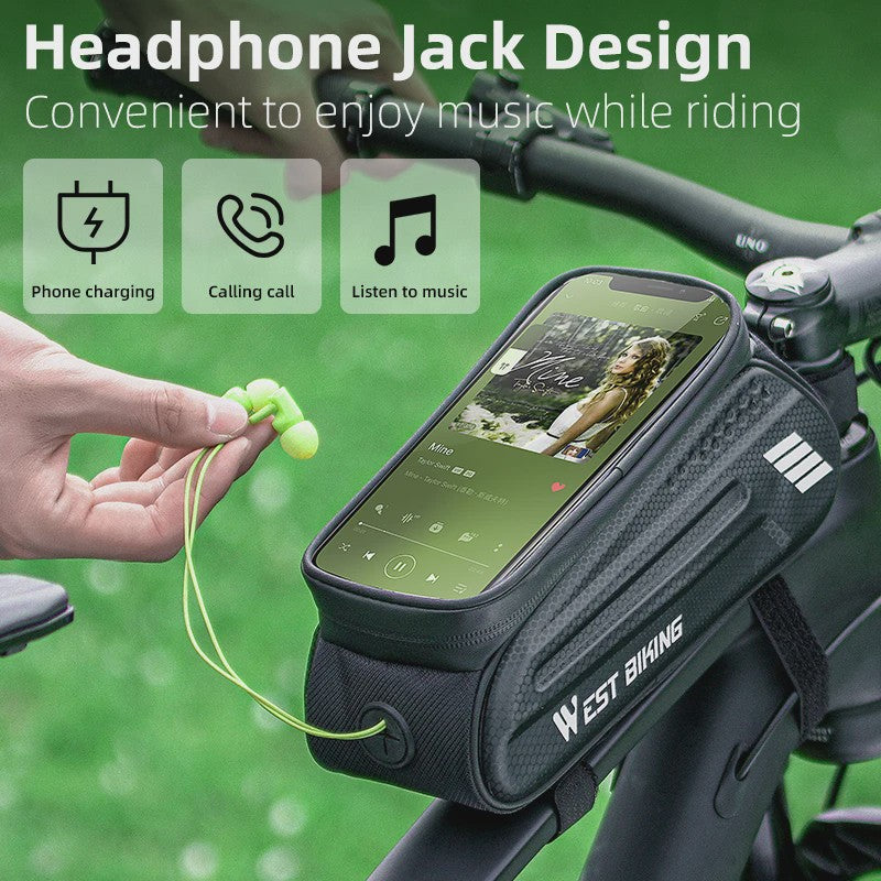 WEST BIKING Fietsstuurtas 7 inch Waterdicht Frame Tas met Touchscreen & 1.5L Capaciteit