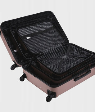 WINGS ABS Trolley Set van 3 (20", 24", 28") - Champagne & Navy Blauw - 360° Wielen