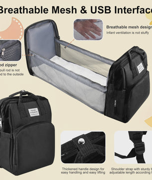 Multifunctionele Luiertas Rugzak met Babybedje - Grote Capaciteit & Waterdicht