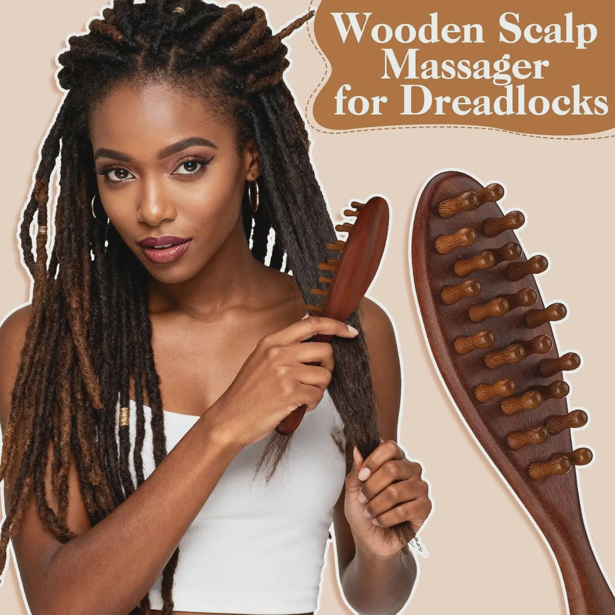 3-delige Houten Scalp Massager Set - Hoofdhuid Massage & Haarverzorging voor Dreads
