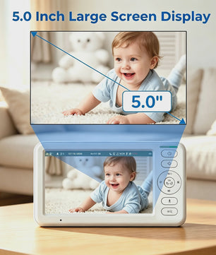 5 Inch Draadloze Babyfoon met PTZ Camera, Temperatuur, Nachtvisie & Tweeweg Audio