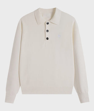 Dames Gebreide Poloshirt met Omvouwbare Kraag en Hartje - Comfortabel & Ademend