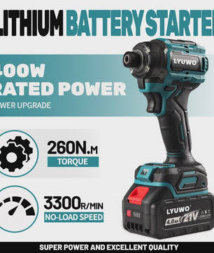 LYUWO Krachtige Accu Klopboormachine: Borstelloos, 3300RPM, 4-Snelheden, LED, Vrouwvriendelijk