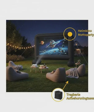 Opblaasbaar Projectiescherm 354cm Breed - Draagbaar Bioscoopscherm voor Buiten & Feestjes