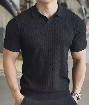 Herentrui Polo Zomer Ice Silk Gebreid Slim Fit Kort Rits
