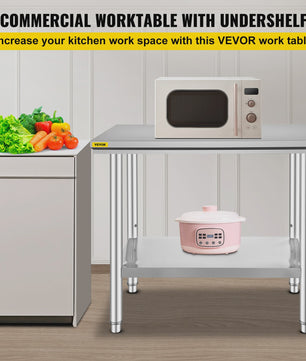Professionele RVS Werkbank met Onderblad - Ideaal voor Keuken, Horeca & Garage