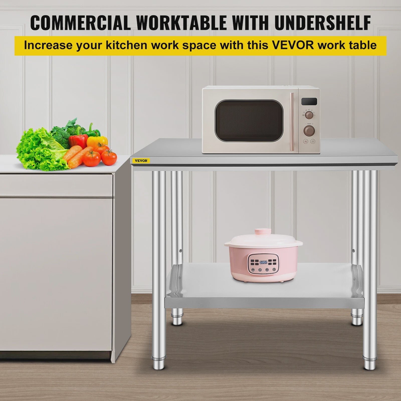 Professionele RVS Werkbank met Onderblad - Ideaal voor Keuken, Horeca & Garage