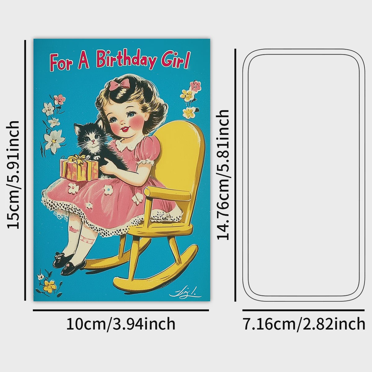 20x Vintage Verjaardagskaarten - Retro Mid-Century Wenskaarten, Uitnodigingen & Decoratie
