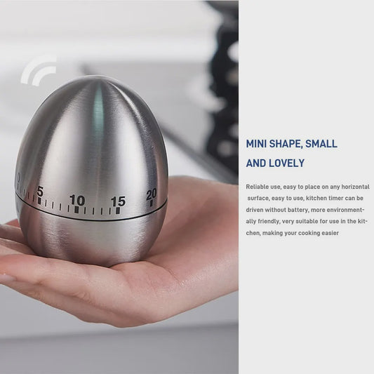 RVS Keuken Timer - Mechanisch, 60 Minuten, Eivormig & Appelvormig Design