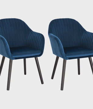 Set van 2 fluwelen eetkamerstoelen met armleuningen en rugleuning - Stijlvol en comfortabel