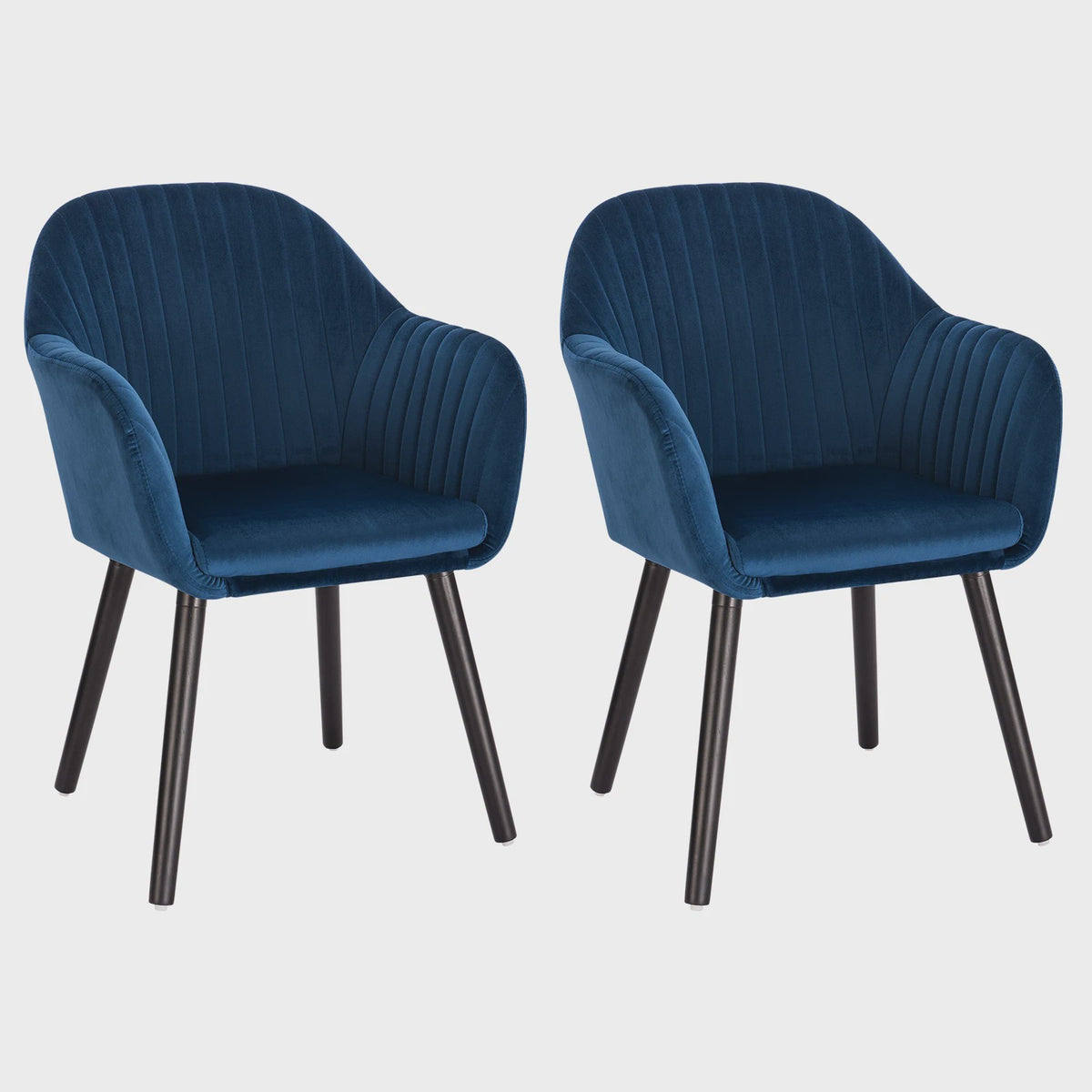Set van 2 fluwelen eetkamerstoelen met armleuningen en rugleuning - Stijlvol en comfortabel