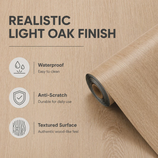 Oak Bruin Vinyl Wrap met Houtnerf Effect - Zelfklevend Behang voor Meubels & Muren (40x300cm)