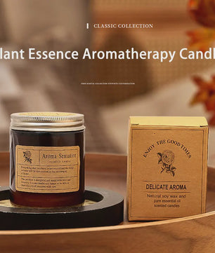 Aromatherapie Kaars in Bruin Glazen Pot - Geurkaars voor Huisdecoratie & Cadeau