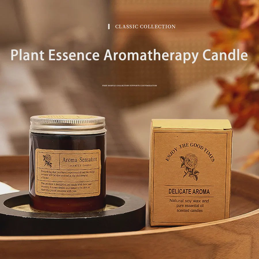 Aromatherapie Kaars in Bruin Glazen Pot - Geurkaars voor Huisdecoratie & Cadeau