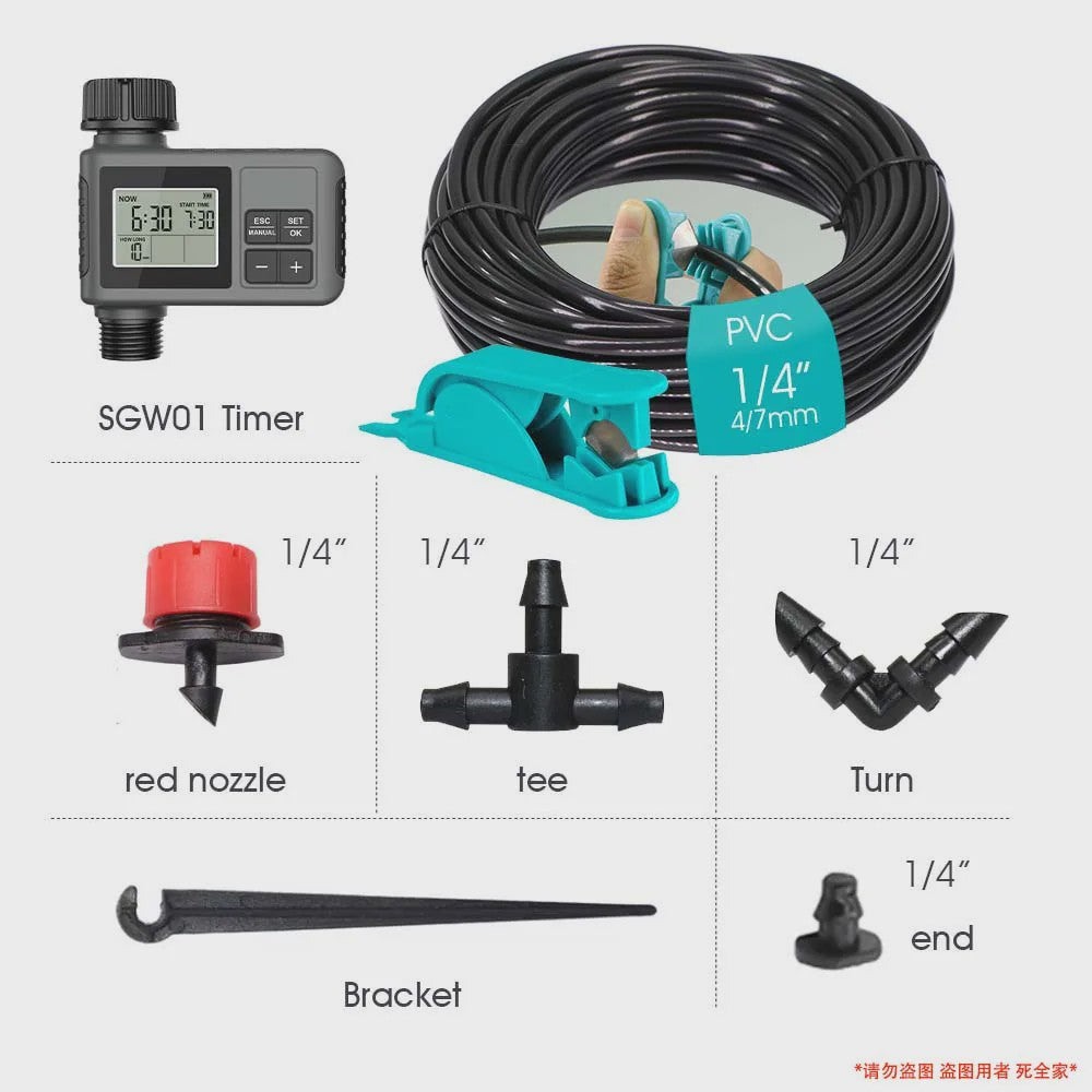 Automatisch Tuin Bewateringssysteem met LCD Timer & Instelbare Sproeiers (30-5m)