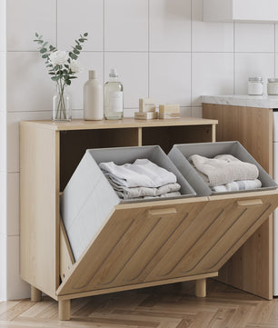 Modern Minimalistisch Opbergkastje met Verborgen Opbergruimte - Multifunctioneel voor Badkamer & Wasruimte