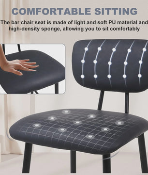 Set van 4 Luxe Barkrukken met Rugleuning - Keuken & Ontbijtbar Stoelen - Leerlook