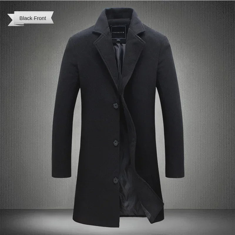 Herentrenchcoat Wolmix - Stijlvolle Lange Winterjas voor Heren