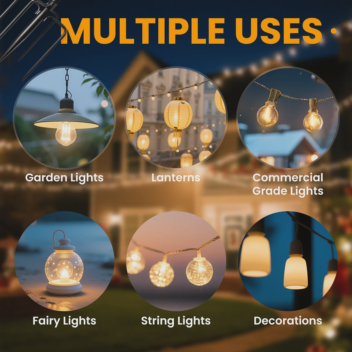 10FT Metalen Verstelbare Paal voor Slingerlichtjes - Waterdicht & Robuust