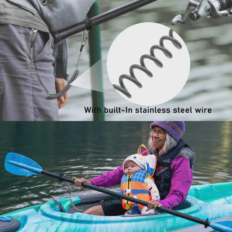 2 Meter Visco Lanyard met Hengelband - Intrekbaar Anti-Verlies Koord met Karabijnhaak