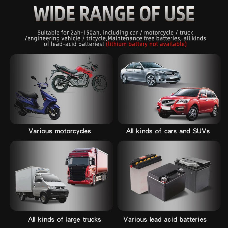 Slimme Acculader 12V/24V met Pulsreparatie & LCD Display - Voor Auto & Motor