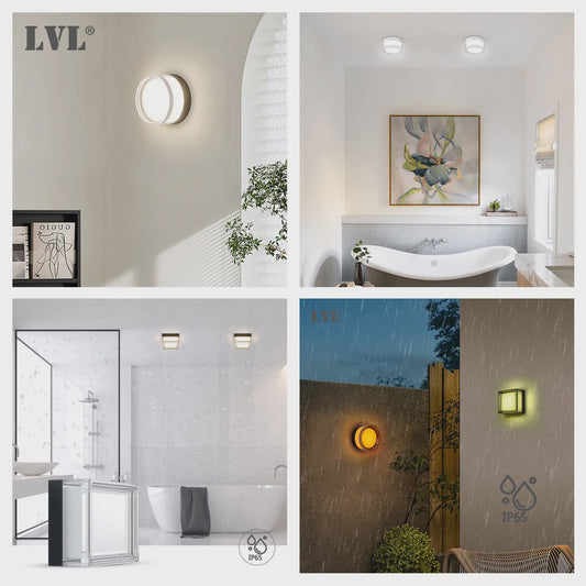 Moderne LED Wandlamp 9W Rond & Vierkant - Waterdicht IP65 CCT Smokey Grey