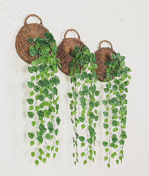 3x Kunstplant Klimop Hangplant - 90cm Nep Groene Slangplant voor Binnen en Buiten
