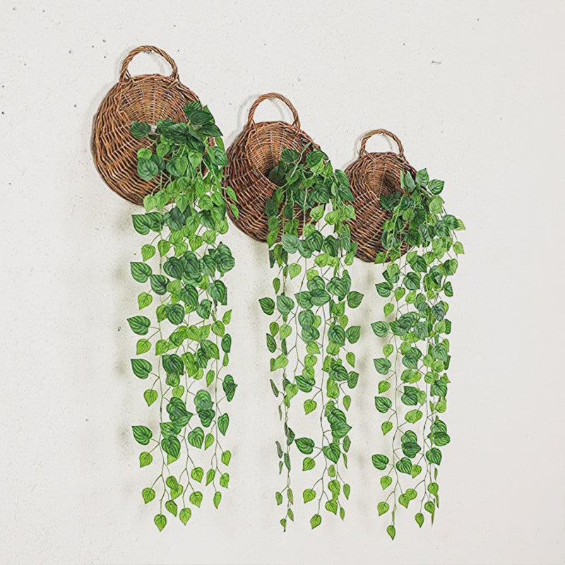 3x Kunstplant Klimop Hangplant - 90cm Nep Groene Slangplant voor Binnen en Buiten