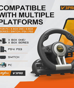 PXN V3 PRO Racing Wheel met Pedalen - 180° USB Stuurwiel voor PC, PlayStation, Xbox & Switch