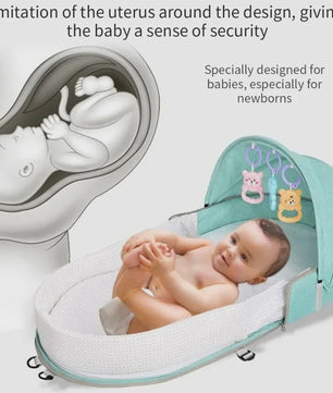 Draagbaar Babybedje met Klamboe en Comfortabel Matras - Anti-druk & Opvouwbaar