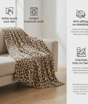 Luxe Leopard Print Fleece Plaid - Zacht & Warm voor Bank en Sofa