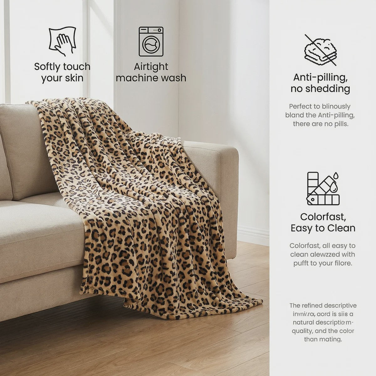 Luxe Leopard Print Fleece Plaid - Zacht & Warm voor Bank en Sofa