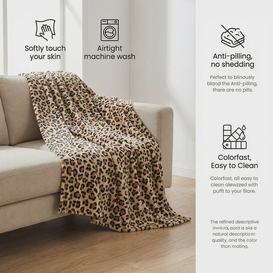Luxe Leopard Print Fleece Plaid - Zacht & Warm voor Bank en Sofa