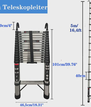 Telescopische Ladder 5 Meter - Veelzijdig, Inklapbaar en Draagbaar
