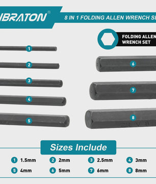 LIBRATON 8-in-1 Inklapbare Inbussleutel & Torx Set - Compact Gereedschap