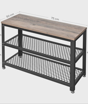VASAGLE Schoenbank met 2 Metalen Roosters - Entree & Hal Organizer - 73x30x45 cm