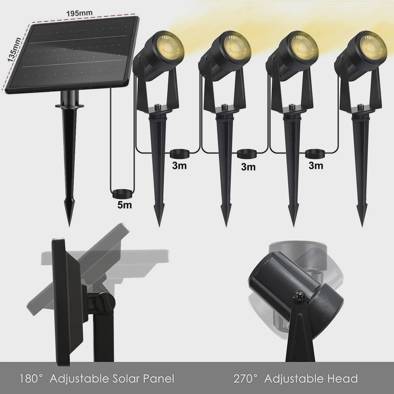 Solar Tuinspots LED - Waterdicht IP65 - Verstelbaar - Veiligheid & Sfeer