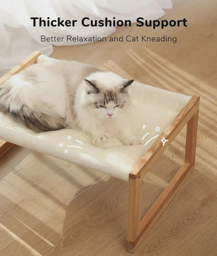 Houten Kattenmand Verhoogd Bed met Wasbare Matras - Wit