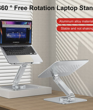 Verstelbare Aluminium Laptopstandaard met 360° Rotatie & Anti-slip Basis - Ideaal voor Laptop, Tablet & Monitor
