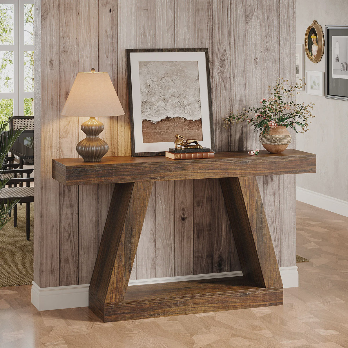 Industriële Console Tafel 55-Inch Rustiek Hout - Entree & Woonkamer