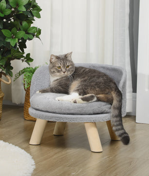 PawHut Scandinavisch Hond- en Kattenbed met Zacht Kussen - Grijs Ø 40,5x33 cm